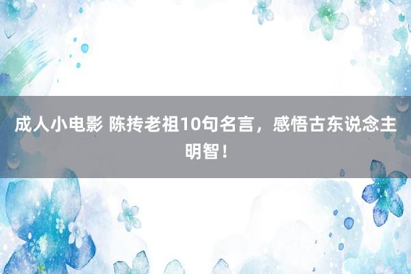 成人小电影 陈抟老祖10句名言，感悟古东说念主明智！